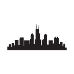 Fototapeta premium Cityscape Silhouette Against White Background A Minimalist Urban Profile