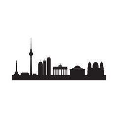 Obraz premium Berlin Skyline Silhouette Against White Background Architectural Landmark Representation