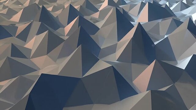 Abstract low poly geometric landscape with sharp peaks and soft lighting