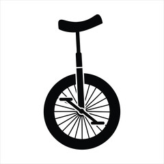 Unicycle vector icon. One-wheel bicycle silhouette. Circus unicycle flat vector illustration © PicNest