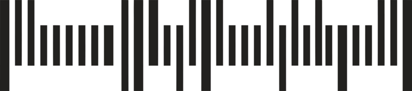 Abstract barcode pattern vector, black and white geometric bar code texture, industrial scanning lines for retail and logistics design