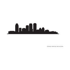 Fototapeta premium Cityscape Silhouette Against White Background Grand Rapids Michigan