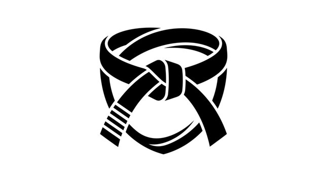 Martial Arts Black Belt Icon with Shield Symbolizing Discipline, Skill, Master Rank, and Achievement in Combat Sports