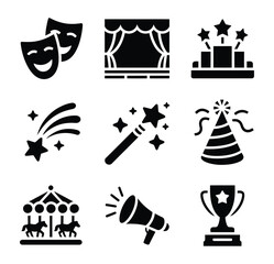 Theater stage show party event award icon set magic star © Naimur creativehouse