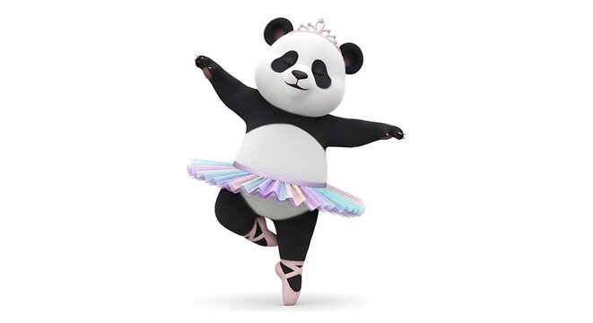Cute cartoon dog in pink tutu and wings.
