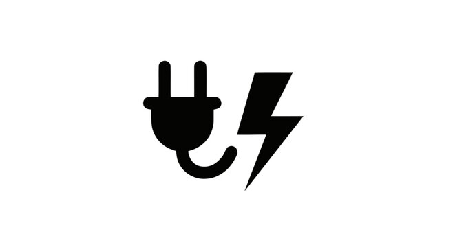 Electric Plug with Lightning Bolt Symbol.