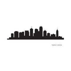 Obraz premium Tampa Florida Skyline Silhouette Against White Background