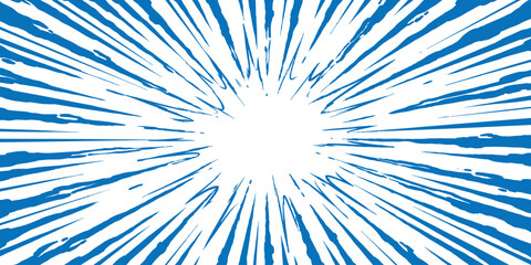 Blue comic book radial speed lines and abstract explosion action background vector illustration. © Design House