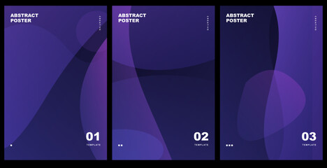 Set of abstract blue posters with fluid organic shapes and minimal typography for modern design templates. Vector illustration. © Shafiul Muttaqin 