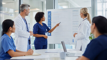 Fototapeta premium Healthcare team briefing on patient safety checklist
