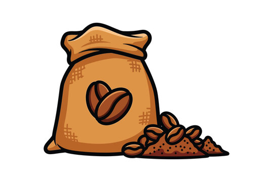 Coffee Bean Burlap Sack Vector Illustration