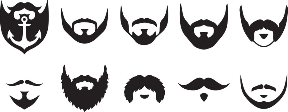 Male Haircuts and Hairstyles Vector Set &ndash; Large Collection of Hipster Men Hair Styles Isolated on Transparent Background Web