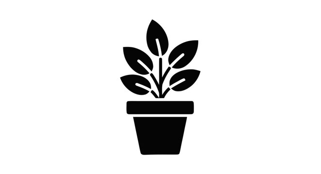 Simple black potted plant icon design.