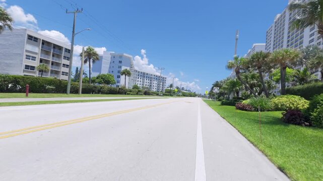 Street view of Deerfield Beach, Florida with city