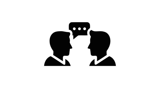 Two Men Talking in Conversation Silhouettes.