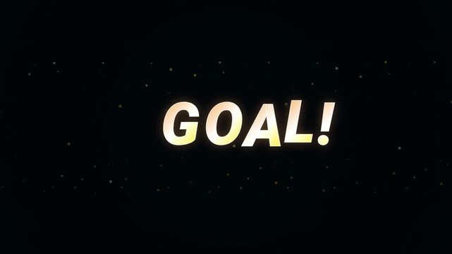 Digital technology typography animation display text word goal on dark screen. Motion graphic distortion present victory element for sport competition strategy and modern innovation activity.