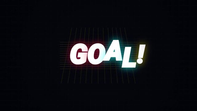 Goal achievement concept with animated letter typography and glitch effect, supporting motivation, success strategy, target focus and business productivity in seamless video loop.