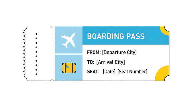 Flat vector illustration of an airline boarding pass