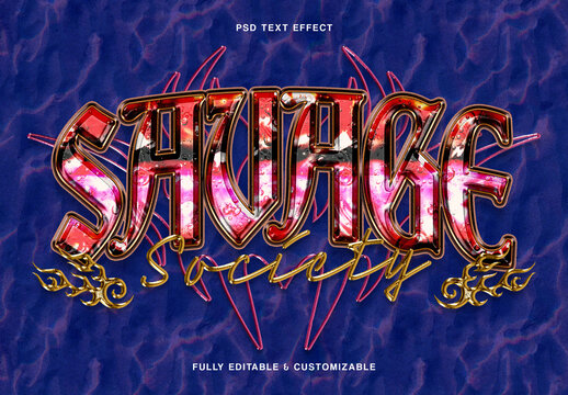 Y2K Chrome Gothic Text Effect
