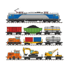 Fototapeta premium Train with freight wagons vector illustration on white