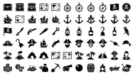Pirate adventure vector icons set © Trimo
