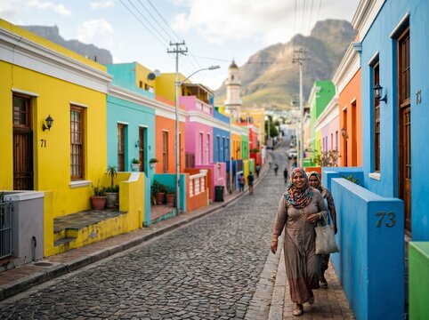 bo kaap historic colorful houses malay quarter street cape town
