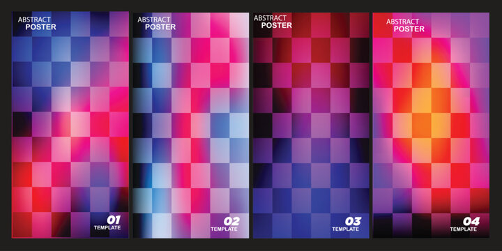 Vibrant abstract poster templates with gradient pixel patterns
