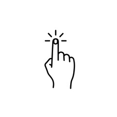 Fototapeta premium Black outline hand gesture index finger tapping with interface