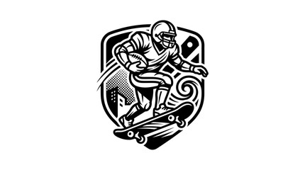 Obraz premium American football player on a skateboard mascot logo