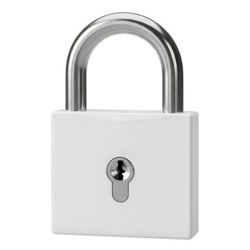 Sturdy metal padlock with curved shackle and keyhole