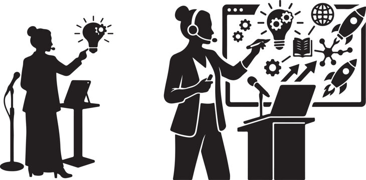 online educator creator silhouette knowledge sharing business.