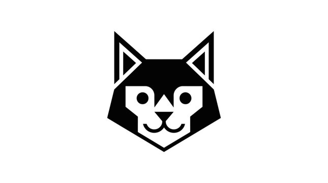 Black and white wolf head.