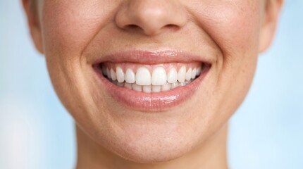 Fototapeta premium Close up of a woman showing a perfect white smile