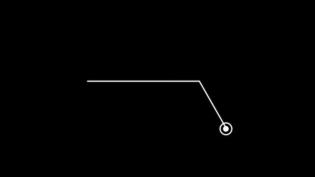 Long dotted line arrow animation to indicate an object. arrow animation following wavy dotted line. target arrow icon on 4K black background