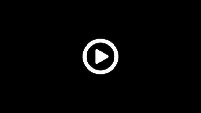 Animated video player icon with circular loading progress bar transitioning into a play button on white background.
