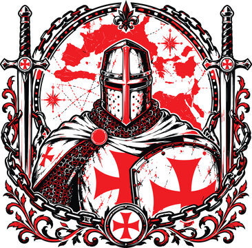 Templar Knight Crusader Red Cross illustration