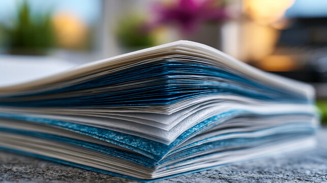 Carbon paper stack layers showing translucent sheets overlapping, triplicate copy form material, blue transfer ink coating visible on thin tissue stock, manifold business form layers, typewriter dup