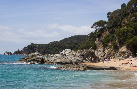 Secluded Mediterranean Beach at Platja de Sa Boadella, Lloret de Mar