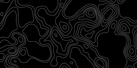 Topographic map. Black lines on white background. Contour abstract background. Vector illustration. Topographic background and texture, abstract monochrome image.  © Noor