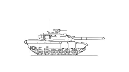 2D AutoCAD Vector illustration of a military tank in action on a field © Stock Image Paradise