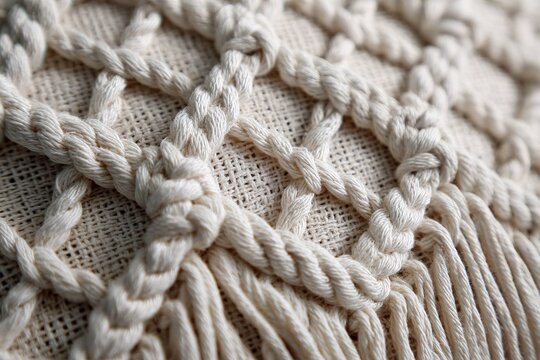 cotton rope macrame cushion cover with X-design knots