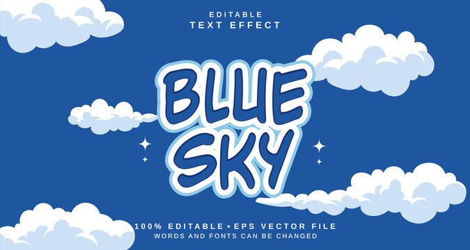 Editable text style effect - Blue Sky text style theme.
