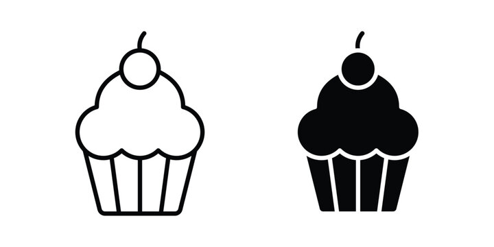 Cupcake icon. Linear icon collection. Editable vectors