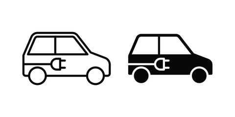 Naklejka premium Electric Car icon. Linear icon collection. Editable vectors