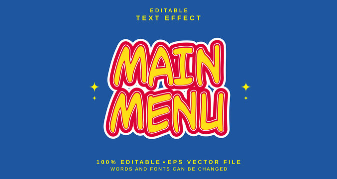 Editable text style effect - Main Menu text style theme.