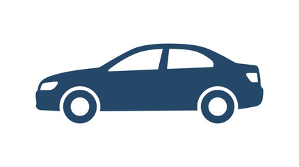 Fototapeta premium Blue sedan car silhouette profile view.
