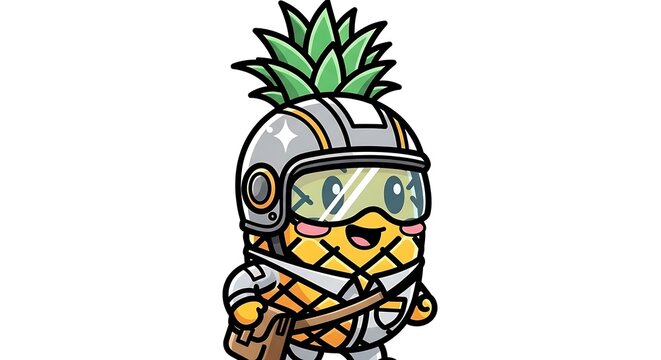Cute cartoon pine tree with expressive face.