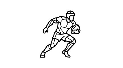 Fototapeta premium Bold geometric segmented rugby player running with the ball.