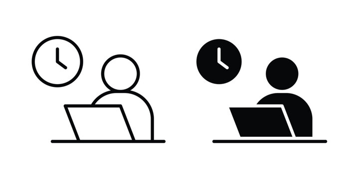 Office hours icon. Linear icon collection. Editable vectors