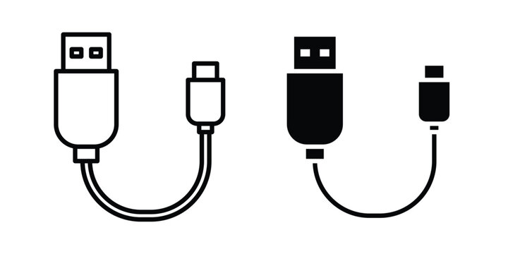 USB cable icon. Linear icon collection. Editable vectors